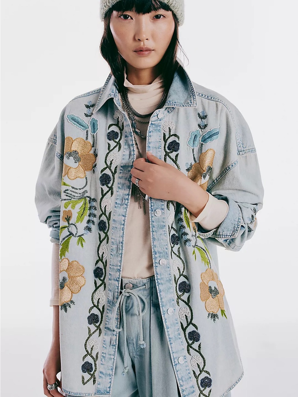 Free People Mi Amor Denim Button Down XS NWT $298